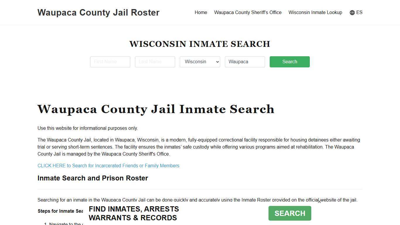 Waupaca County Jail Roster Lookup, WI, Inmate Search