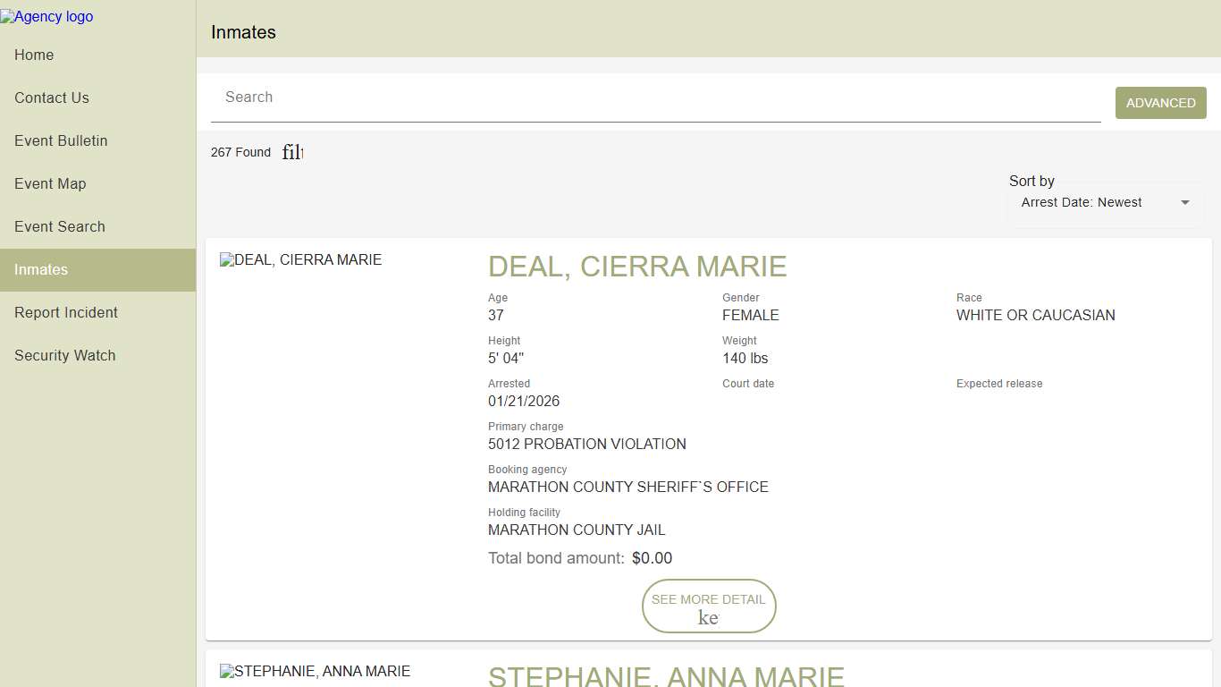Wausau Police Department Police To Citizen | Police to Citizen - Inmates catalog
