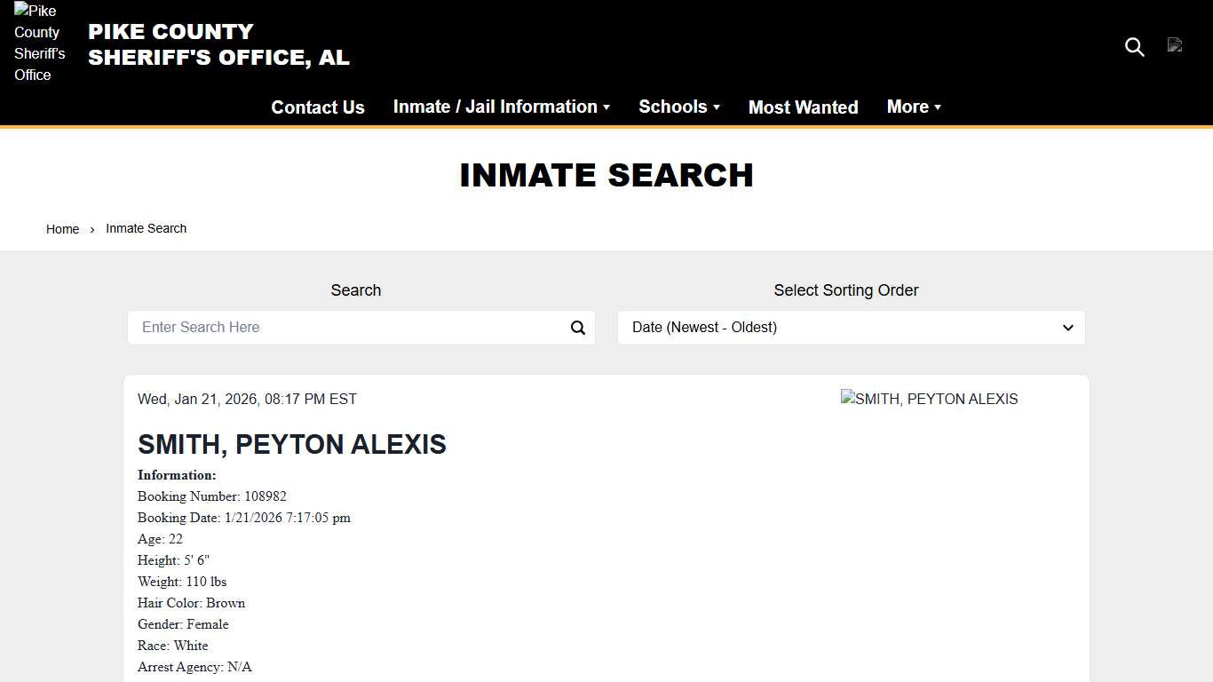 Inmate Search | Pike County Sheriff’s Office (AL)